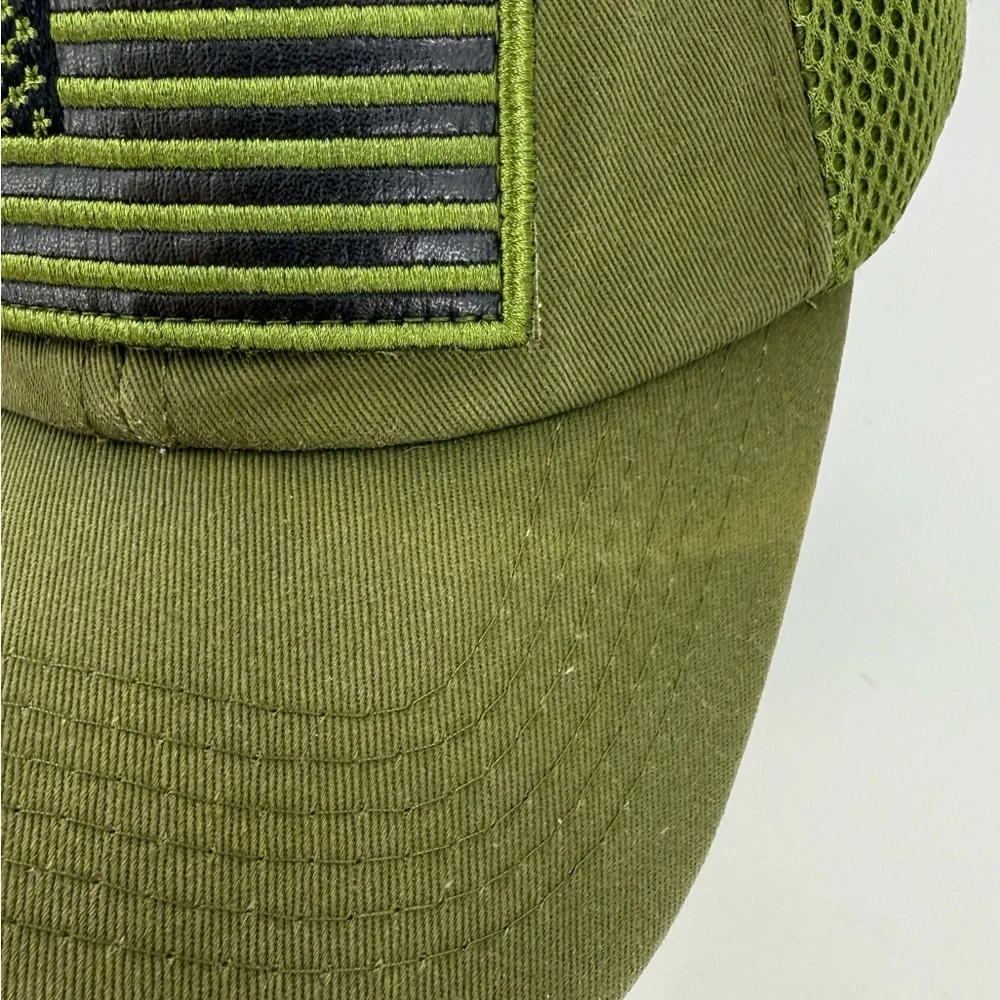 Pit Bull Snapback Mesh Trucker Hat Green OS Adjustable Embroidered Flag **READ**